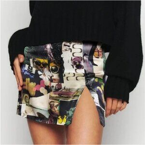 Reformation Artistic Print Mini Skirt